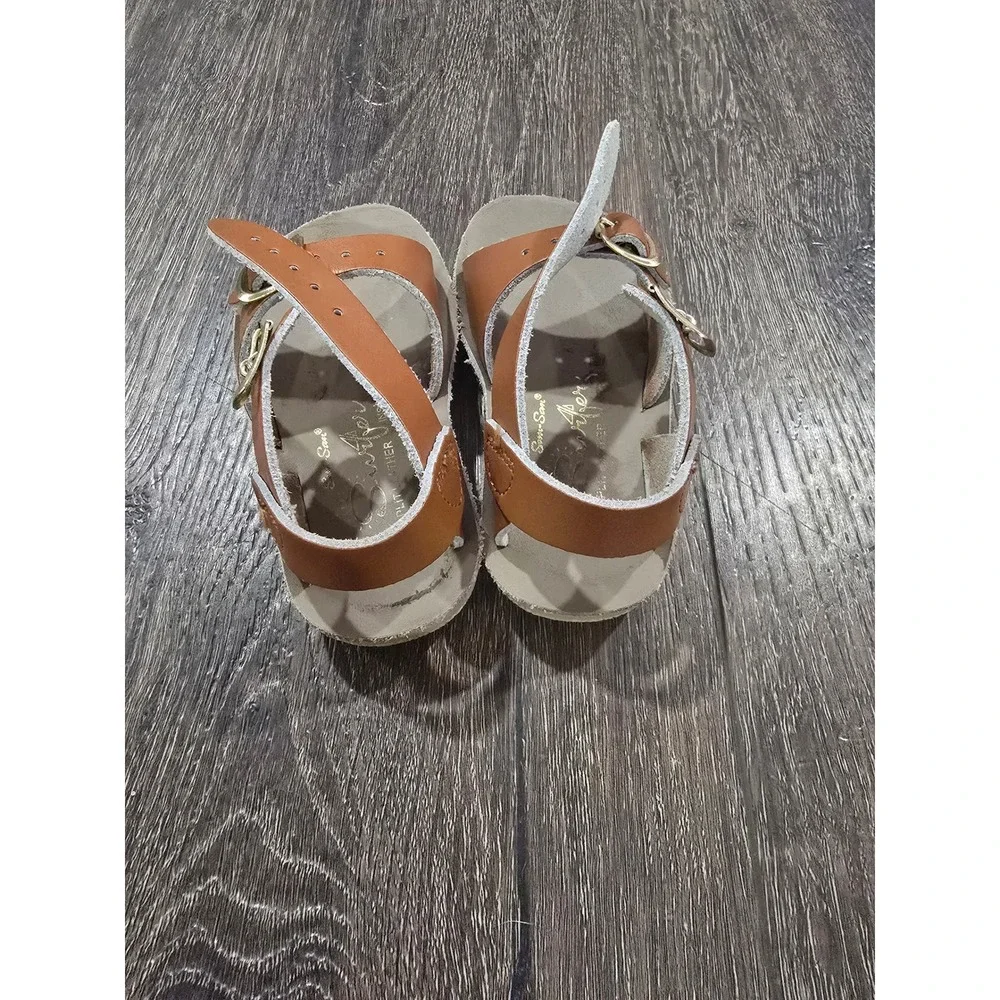 Sun-San Surfer Tan Leather Toddler Sandals Salt Water Size 5 Adjustable Buckle